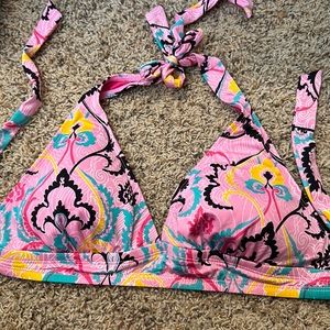 Pink bikini halter top
